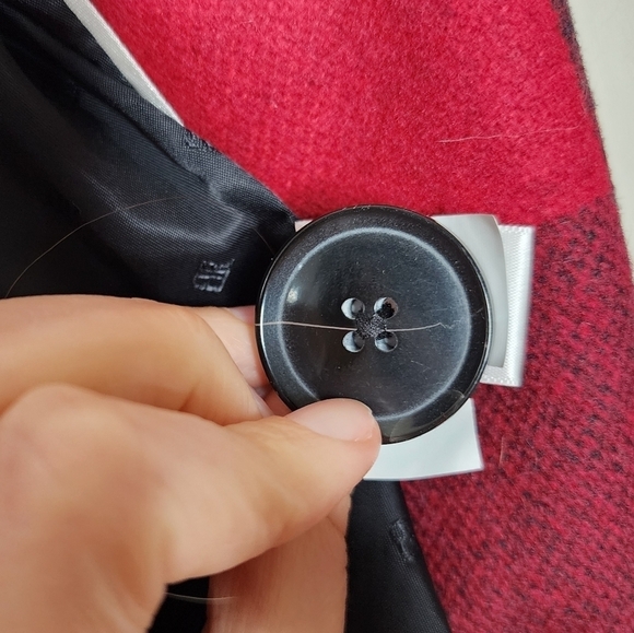 Banana Republic Red Buffalo Plaid Wool Blend Trench Coat XS - Picture 5 of 7